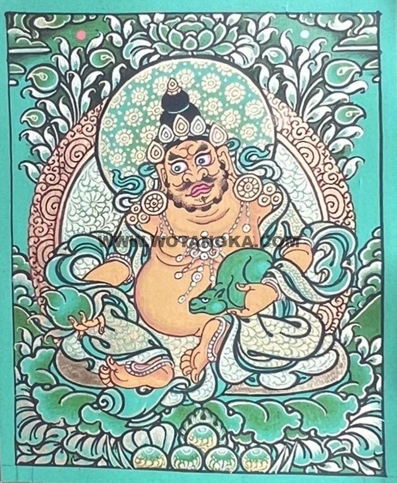 编号118-2061909：绿金小唐卡-黄财神（长方形·5*4CM左右）