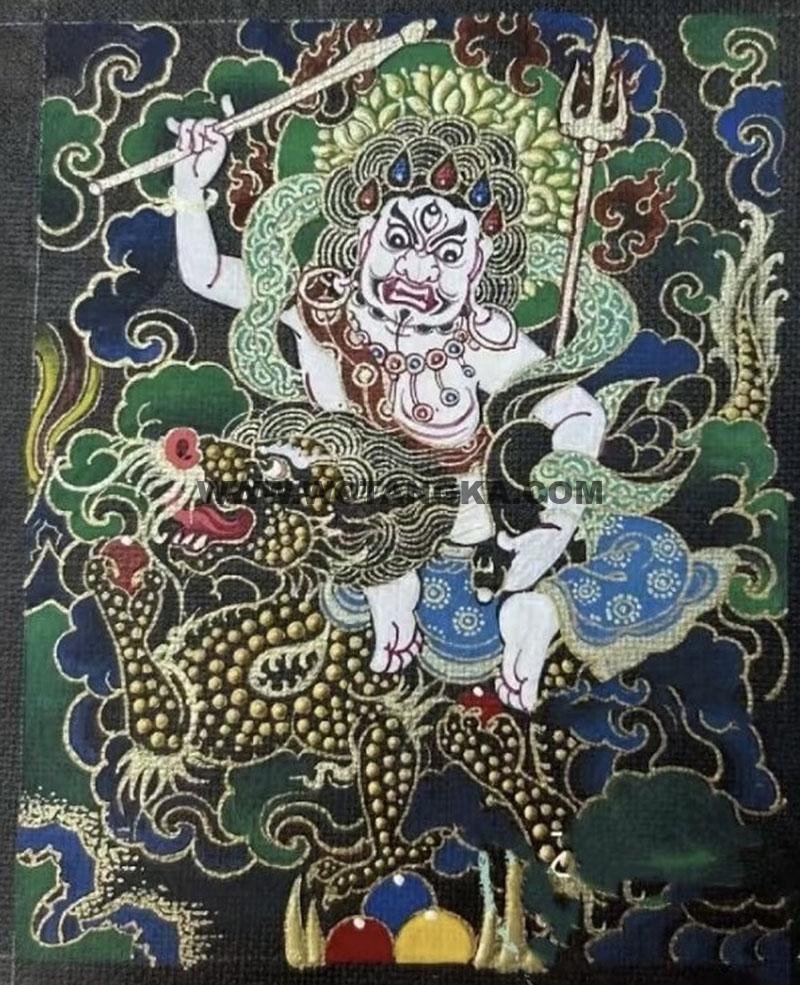 编号118-2215829：黑金小唐卡-白财神（长方形·5*4CM左右）