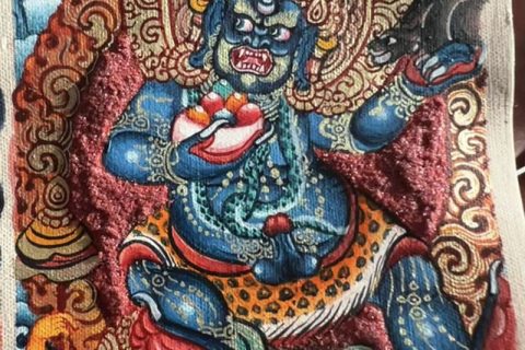 编号118-3238974：彩绘小唐卡-黑财神（长方形·5*4CM左右）