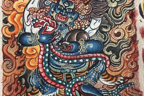 编号118-3293771：彩绘小唐卡-黑财神（长方形·5*4CM左右）