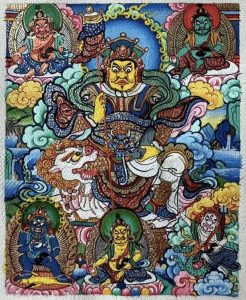 编号118-3324658：彩绘小唐卡-财宝天王·五方财神（长方形·5*4CM左右）