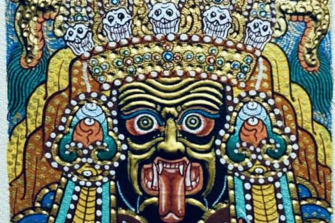 编号118-4044536：彩绘小唐卡-扎基拉姆（长方形·5*4CM左右）