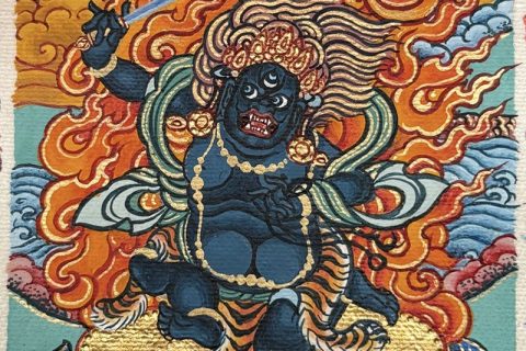 编号118-4398641：彩绘小唐卡-不动明王（长方形·5*4CM左右）
