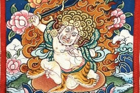 编号118-4480722：彩绘小唐卡-不动明王（长方形·5*4CM左右）
