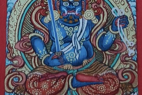 编号118-4535790：彩绘小唐卡-不动明王（长方形·5*4CM左右）