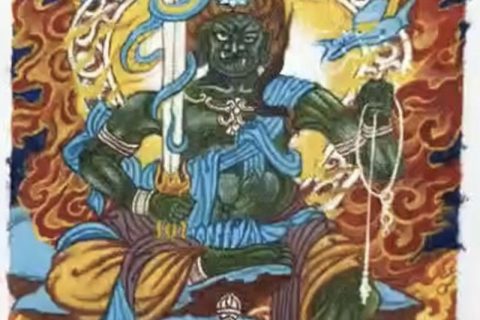 编号118-4877375：彩绘小唐卡-不动明王（长方形·5*4CM左右）