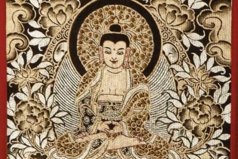 编号118-5456099：黑金小唐卡-阿弥陀佛（长方形·5*4CM左右）