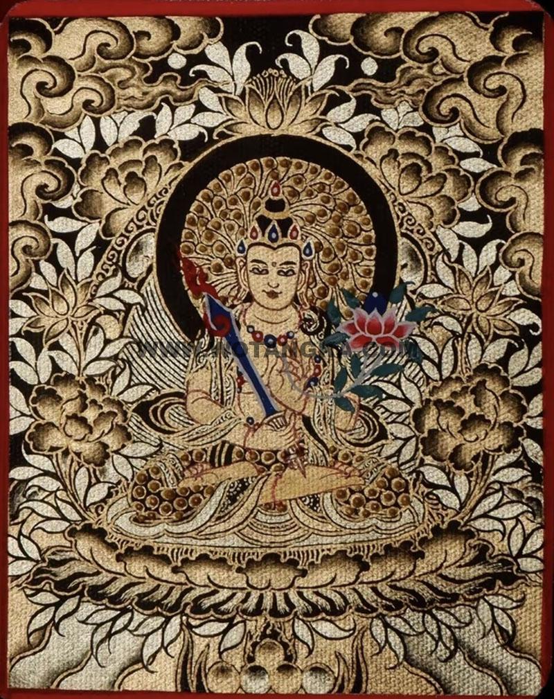 编号118-5499927：黑金小唐卡-虚空藏菩萨（长方形·5*4CM左右）