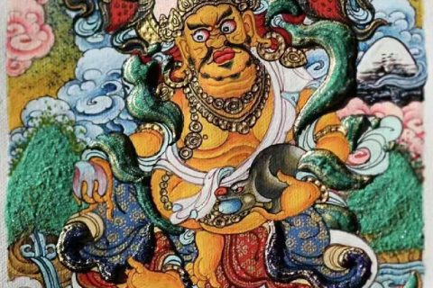 编号118-5536401：彩绘小唐卡-黄财神（长方形·5*4CM左右）