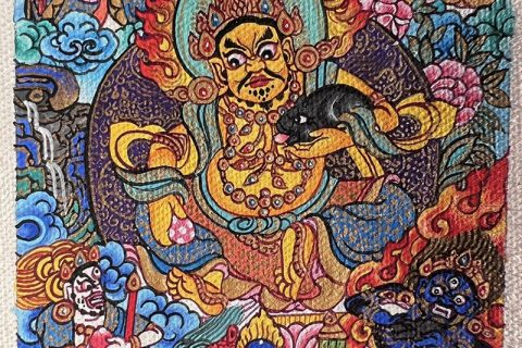 编号118-5749835：彩绘小唐卡-五方财神（长方形·5*4CM左右）