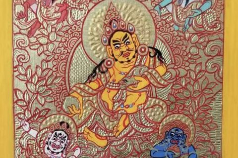 编号118-5817723：黄金小唐卡-五方财神（长方形·5*4CM左右）