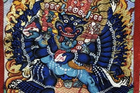 编号118-5931786：彩绘小唐卡-大威德金刚（长方形·5*4CM左右）