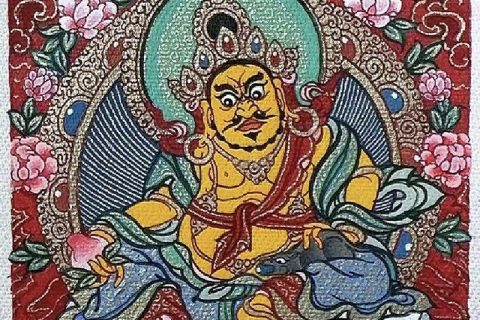 编号118-6880862：彩绘小唐卡-黄财神（长方形·5*4CM左右）