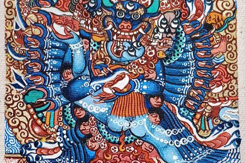 编号118-6946639：彩绘小唐卡-大威德金刚（长方形·5*4CM左右）