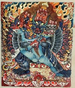 编号118-7171681：彩绘小唐卡-大威德金刚（长方形·5*4CM左右）