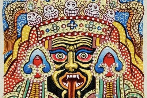 编号118-7275303：彩绘小唐卡-扎基拉姆（长方形·5*4CM左右）