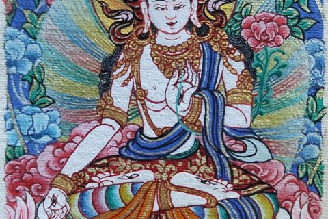 编号118-9076794：彩绘小唐卡-白度母（长方形·5*4CM左右）