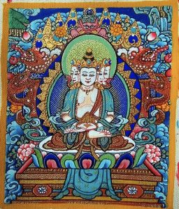 编号118-9157215：彩绘小唐卡-四面大日如来（长方形·5*4CM左右）