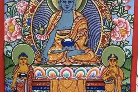 编号118-9171558：彩绘小唐卡-药师佛（长方形·5*4CM左右）