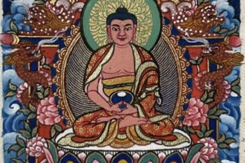 编号118-9218023：彩绘小唐卡-阿弥陀佛（长方形·5*4CM左右）