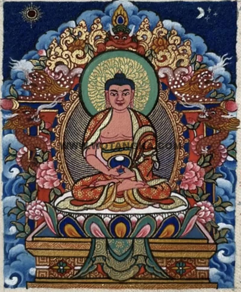 编号118-9218023：彩绘小唐卡-阿弥陀佛（长方形·5*4CM左右）