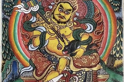 编号118-9232898：彩绘小唐卡-财宝天王（长方形·5*4CM左右）