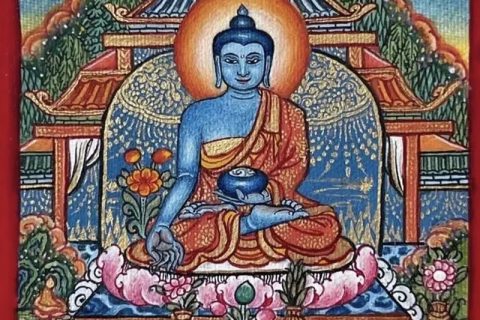 编号118-9434635：彩绘小唐卡-药师佛（长方形·5*4CM左右）