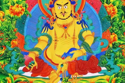 编号138-153155：彩绘唐卡-黄财神·五方财神（75*53CM左右）