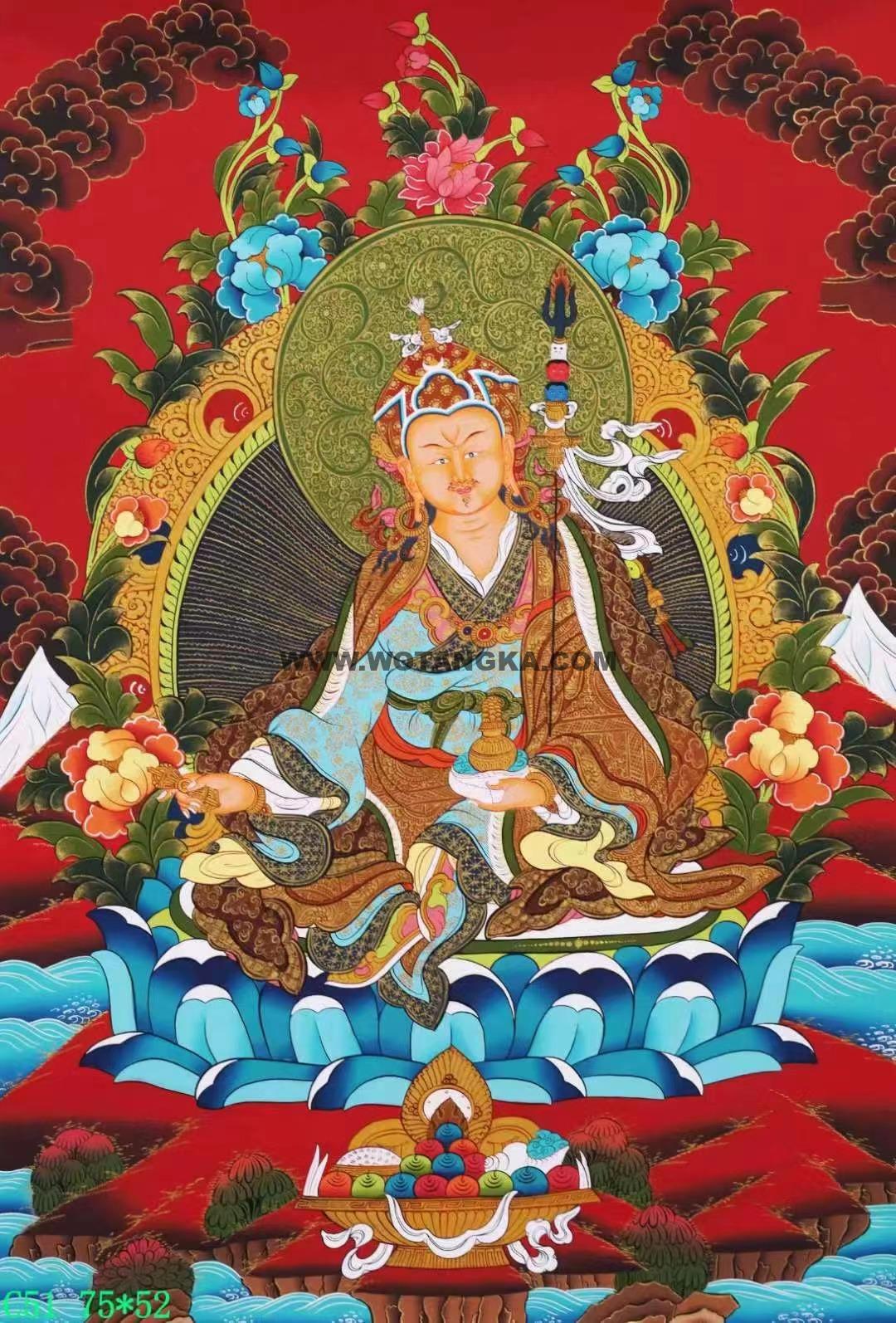 编号138-153433:彩绘唐卡-莲花生大士(75*52CM左右)