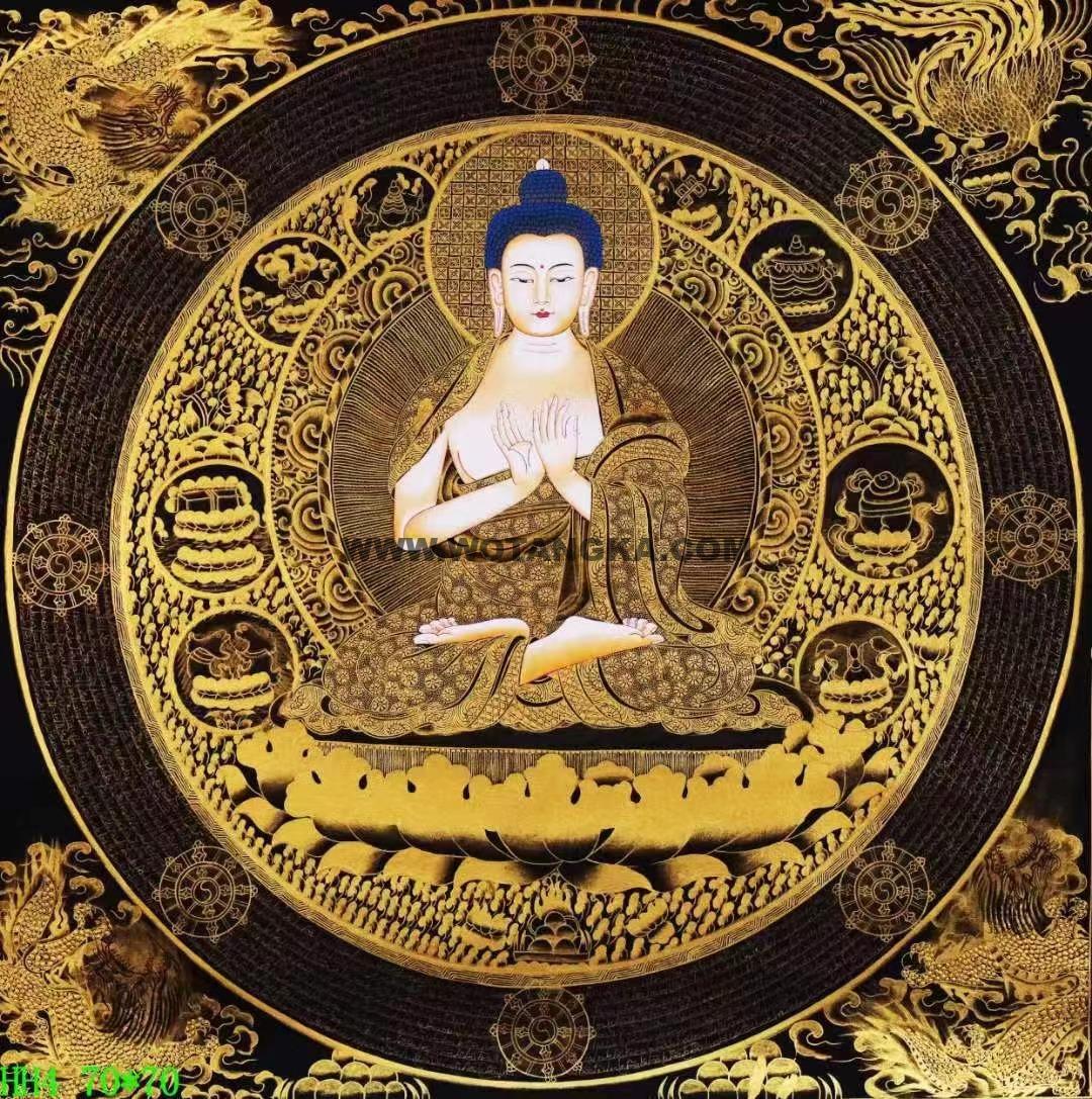 编号138-153735:黑金唐卡-大日如来坛城(70*70CM左右)