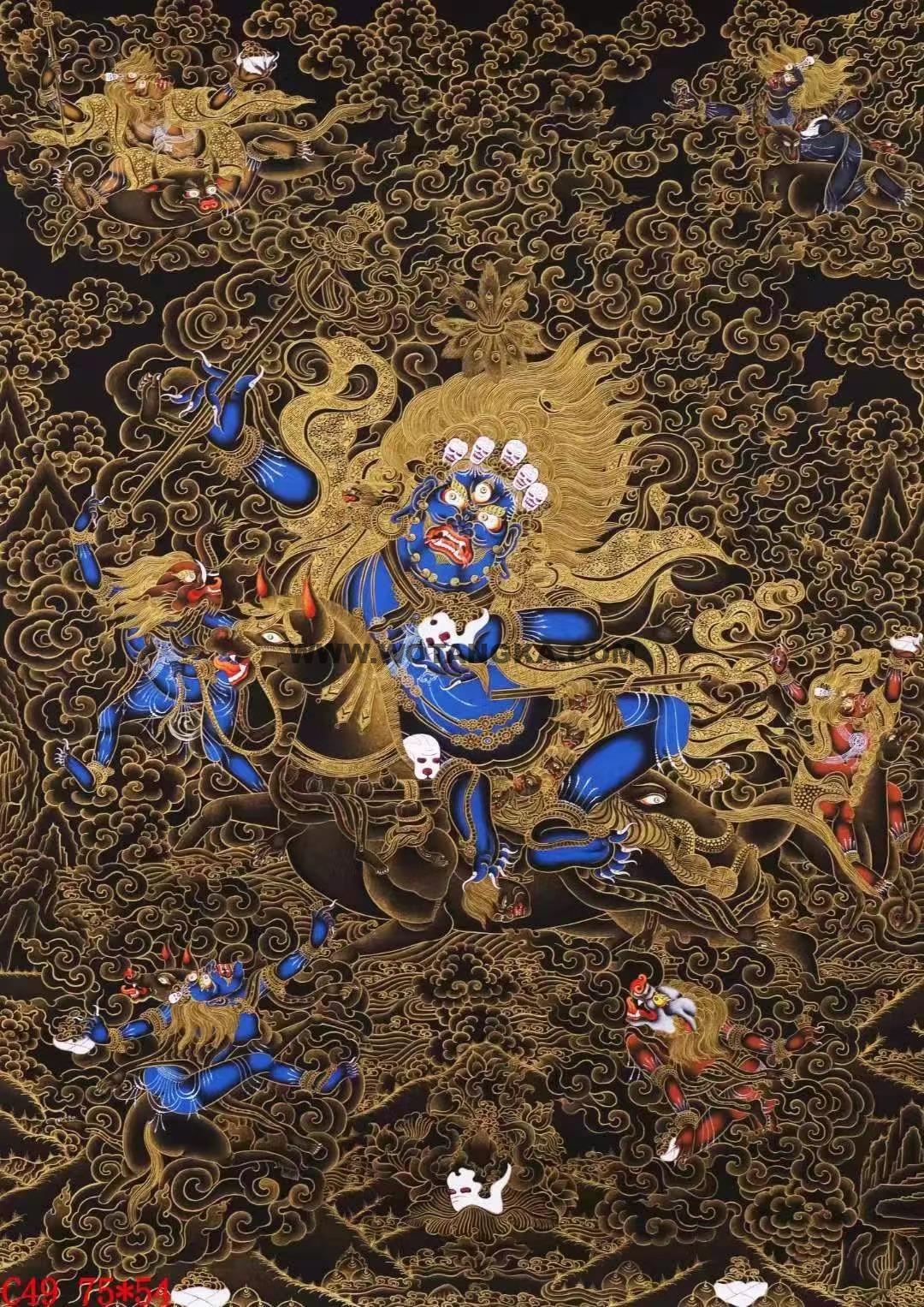 编号138-188460:黑金唐卡-吉祥天母(75*54CM左右)