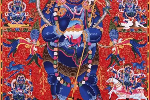 编号138-247662：彩绘唐卡-宝帐护法（74*51CM左右）