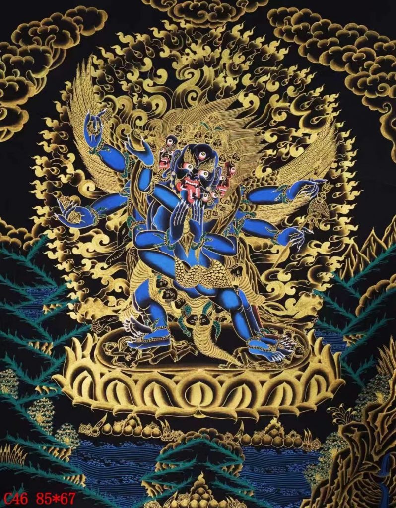 编号138-314523：黑金唐卡-普巴金刚（85*67CM左右）