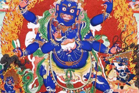 编号138-354181：彩绘唐卡-六臂玛哈嘎拉（99*63CM左右）