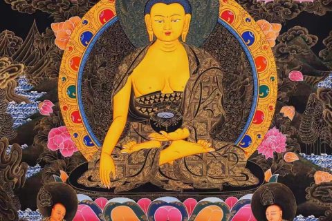 编号138-383804：黑金唐卡-释迦牟尼佛（96*70CM左右）