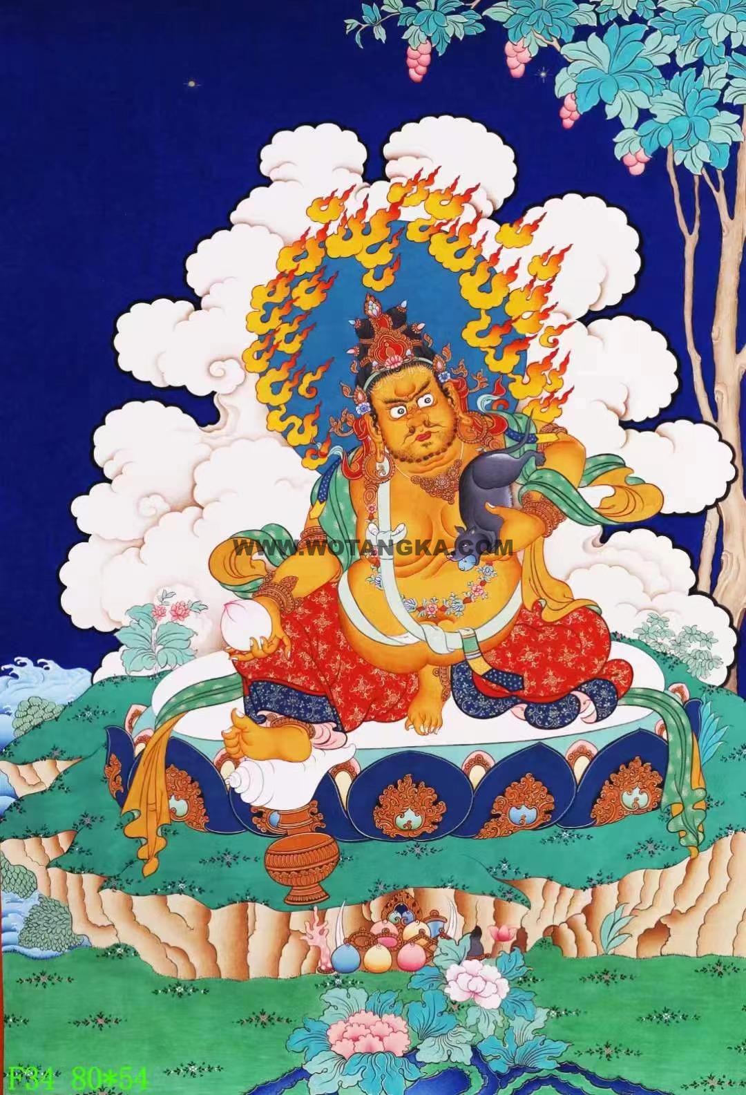 编号138-392290：彩绘唐卡-黄财神（80*54CM左右）