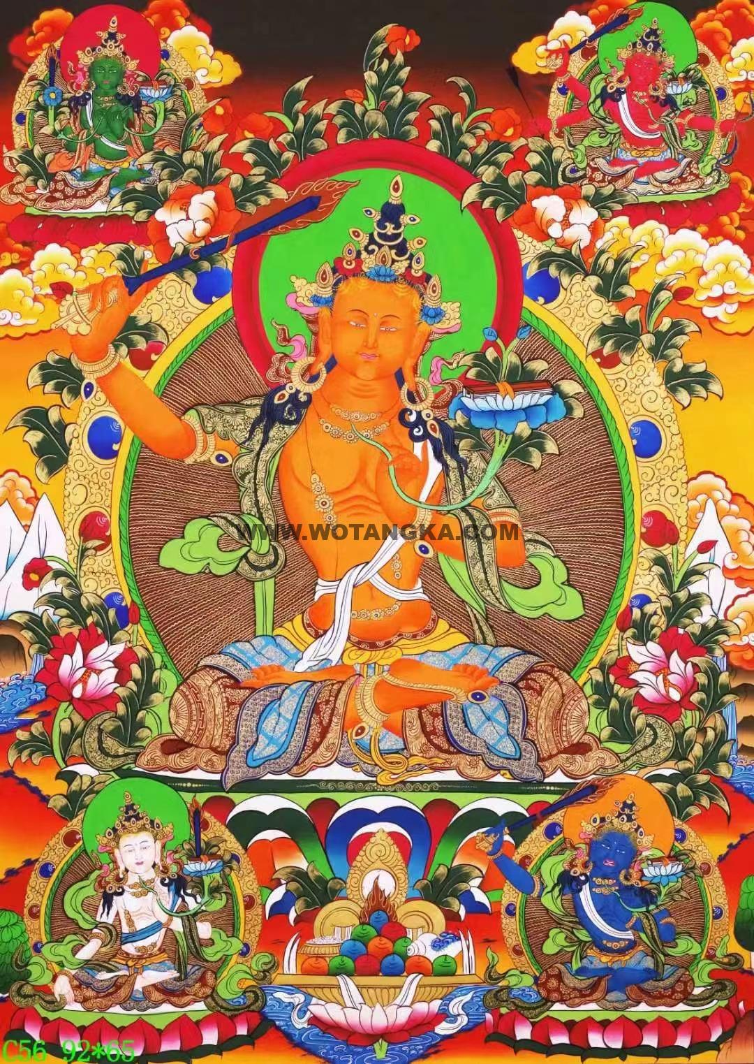 编号138-410900:彩绘唐卡-文殊菩萨·五部文殊(92*65CM左右)
