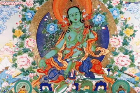 编号138-432626：彩绘唐卡-绿度母（99*71CM左右）