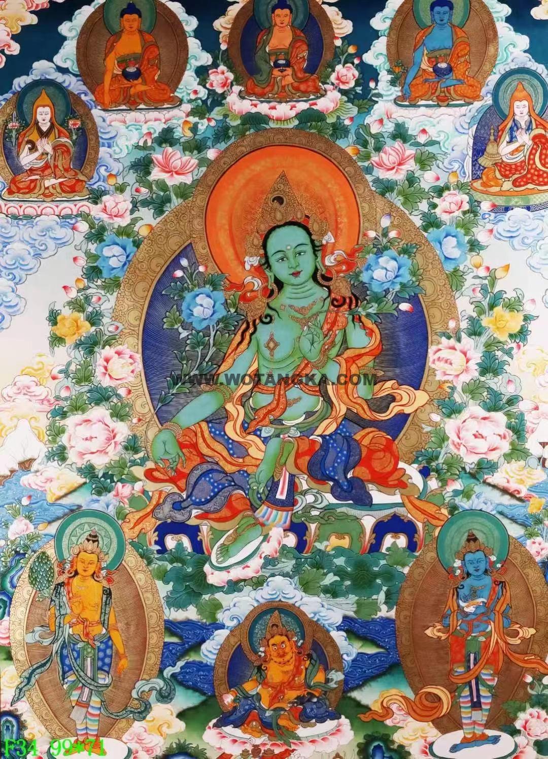 编号138-432626:彩绘唐卡-绿度母(99*71CM左右)