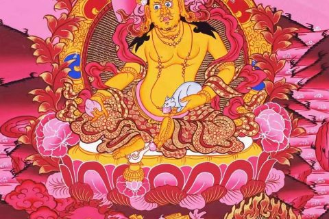 编号138-470461：红金唐卡-黄财神·五方财神（60*45CM左右）