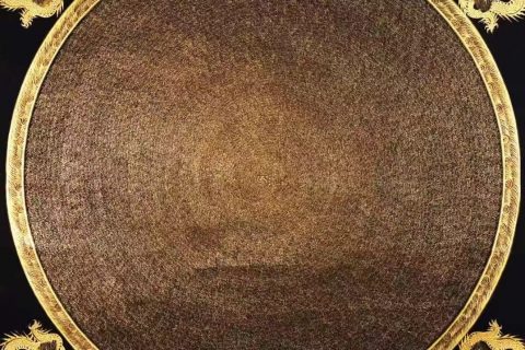 编号138-477421：黑金唐卡-六字真言坛城（100*100CM左右）