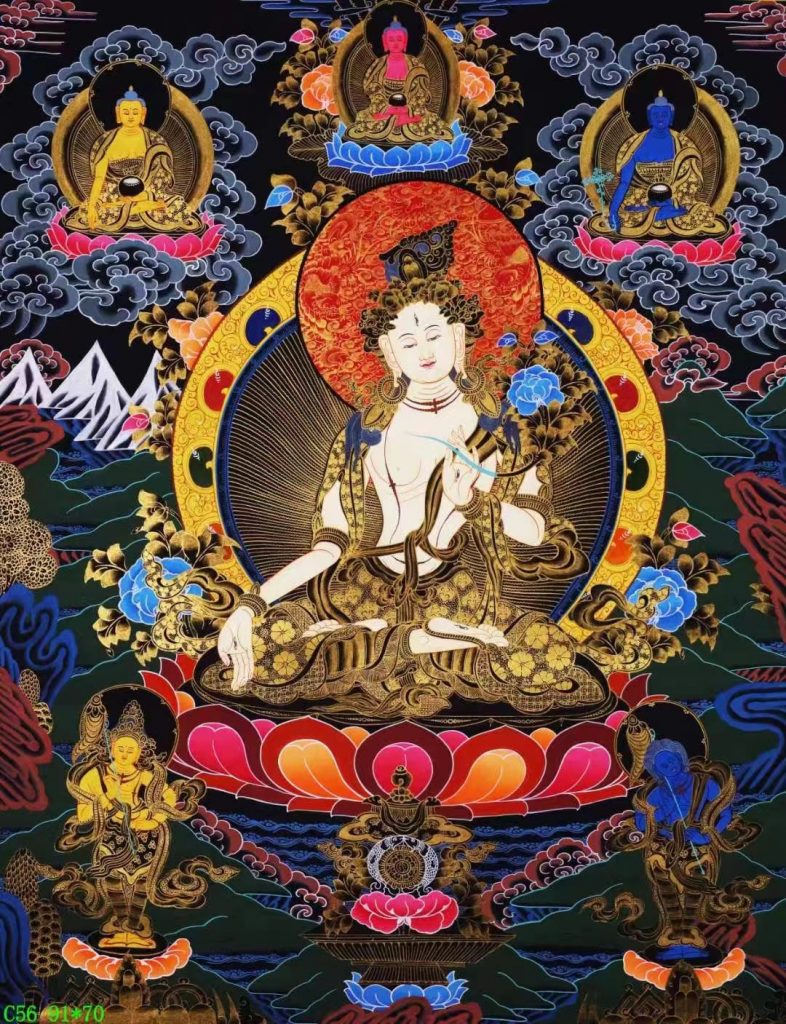 编号138-503216：黑金唐卡-白度母（91*70CM左右）