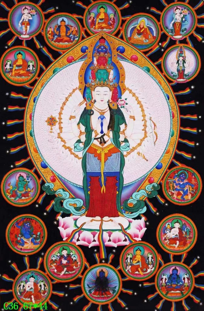 编号138-511459：彩绘唐卡-千手观音（67*44CM左右）