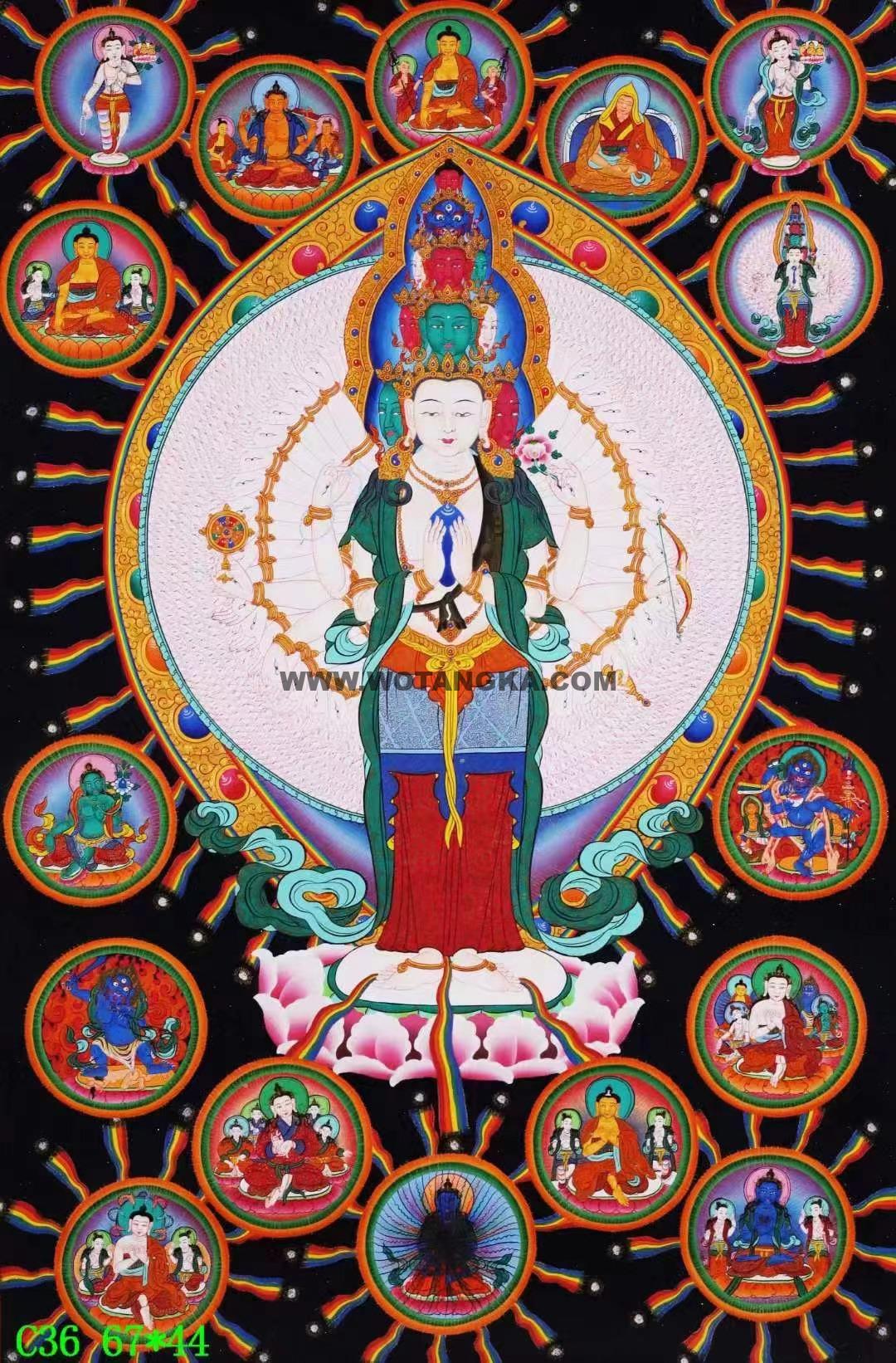 编号138-511459:彩绘唐卡-千手观音(67*44CM左右)