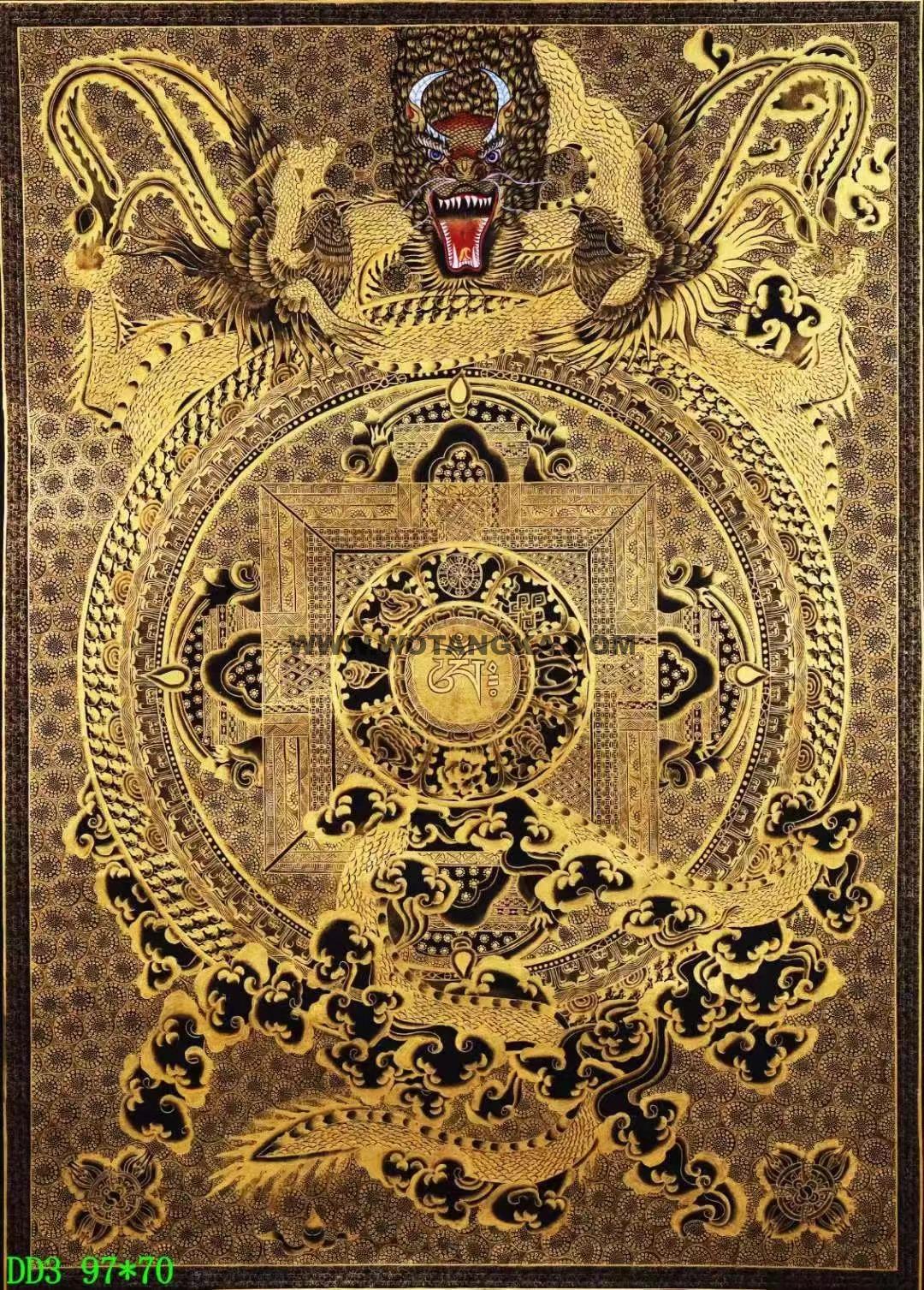 编号138-539191：黑金唐卡-龙坛城（97*70CM左右）