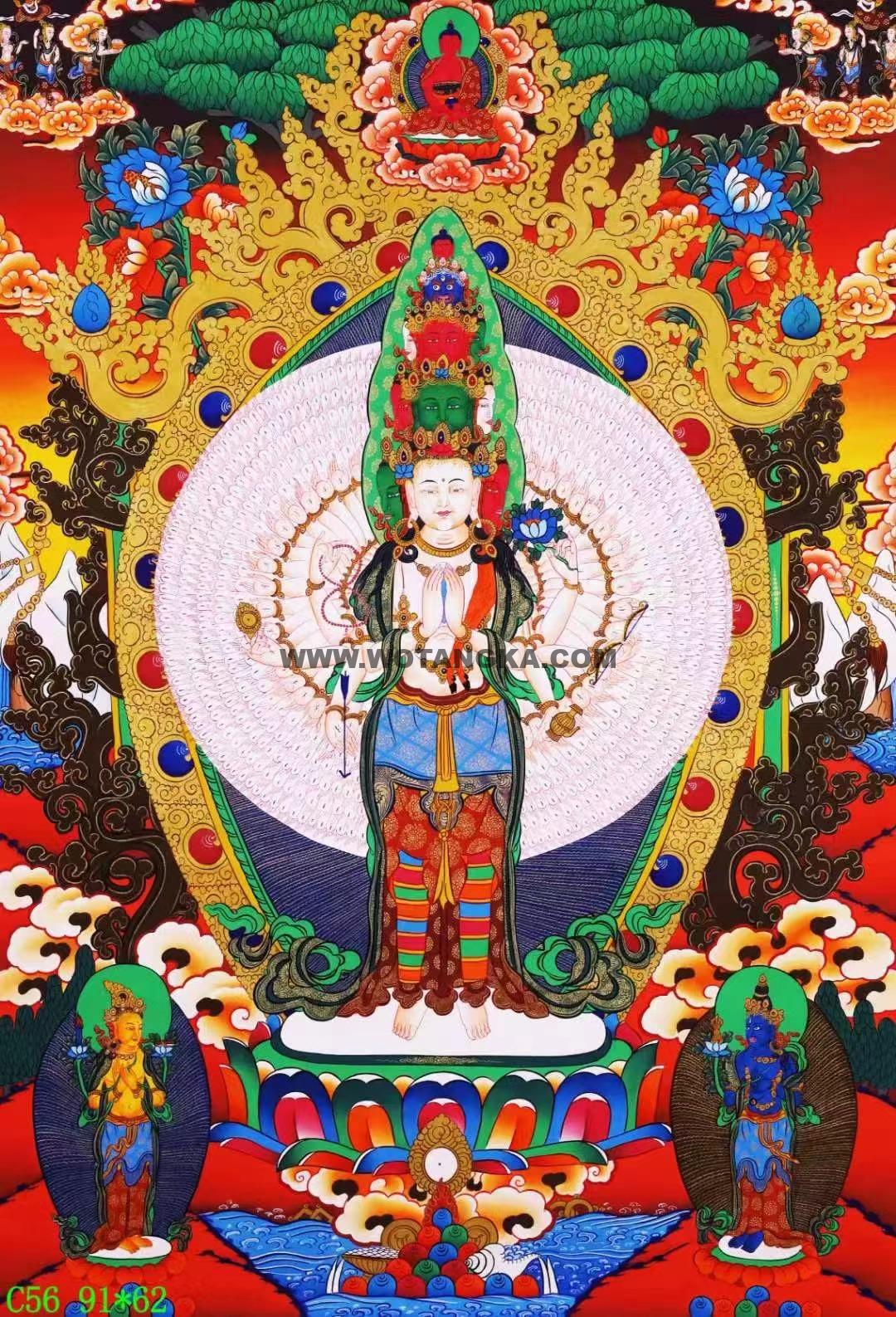 编号138-545352:彩绘唐卡-千手观音(91*62CM左右)