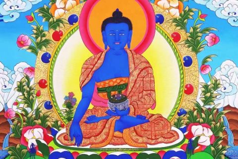 编号138-546353：彩绘唐卡-药师佛（91*68CM左右）