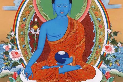 编号138-583040：彩绘唐卡-药师佛（60*42CM左右）