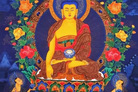 编号138-634163：彩绘唐卡-释迦牟尼佛（75*57CM左右）