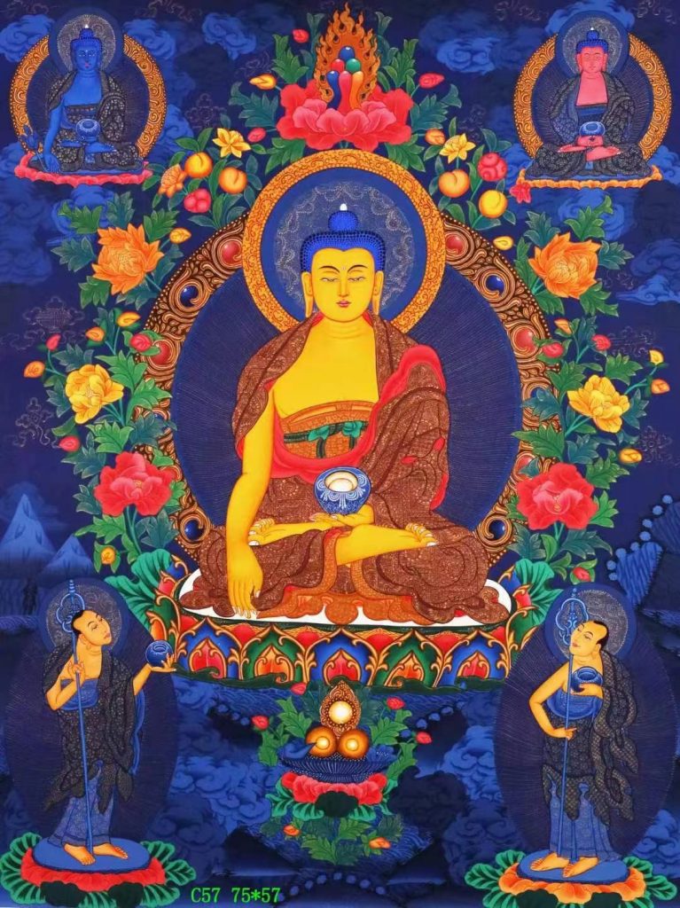 编号138-634163：彩绘唐卡-释迦牟尼佛（75*57CM左右）